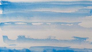 Modré z nebe, akvarel na papíře, společná malba (Eva Pejchalová a Ivana Bíbrová), 14. 4. 2022