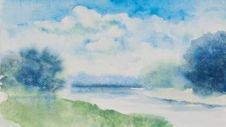 Na Ostrůvku u řeky Labe, 32x24 cm, akvarel na papíře, 2023