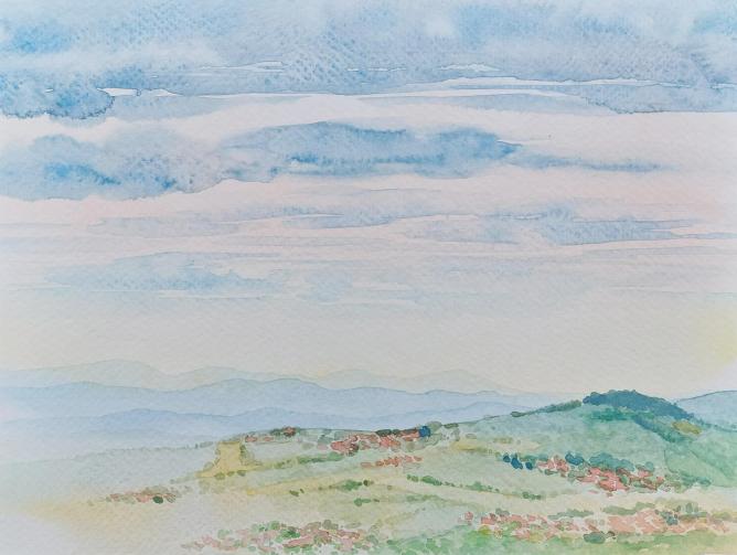 Alsace, watercolour on paper, 24 × 18 cm, 2023 