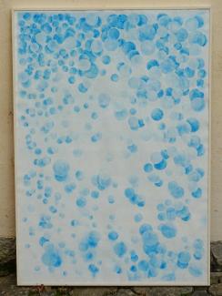 Modré z nebe, akvarelová malba na papíře, 70x100 cm, 2020–2021