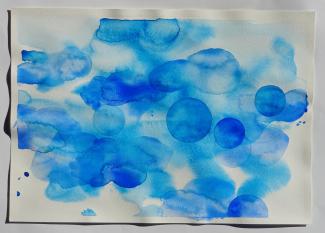 Modré z nebe, 42 × 29,7 cm, akvarel na papíře, 2021