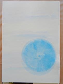 Blue from the sky, watercolor on paper, cooperation (Eva Pejchalová, Ivana Bíbrová), 14. 4. 2022