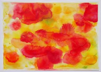 Květy, akvarel na papíře, 50x70 cm, 2022