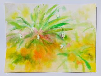 Sněženky, watercolor on paper, 21 x 29,7cm, 2023