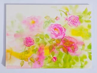 Růže, akvarel na papíře, 30x40 cm, 2023