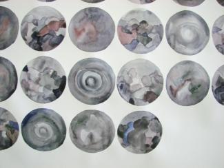 Washing machine, watercolour on paper, 150x300 cm, Gallery NTK, Prague, 2015