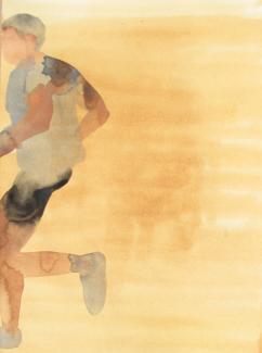 Běžci, 29,7x21cm, akvarel na papíře na plátně, 2009 