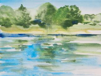Na Ostrůvku u řeky Labe, 32 × 24 cm, akvarel na papíře, 2023 (4)