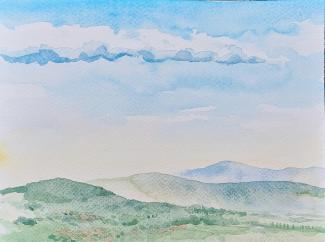 Alsasko, akvarel na papíře, 24 × 18 cm, 2023 